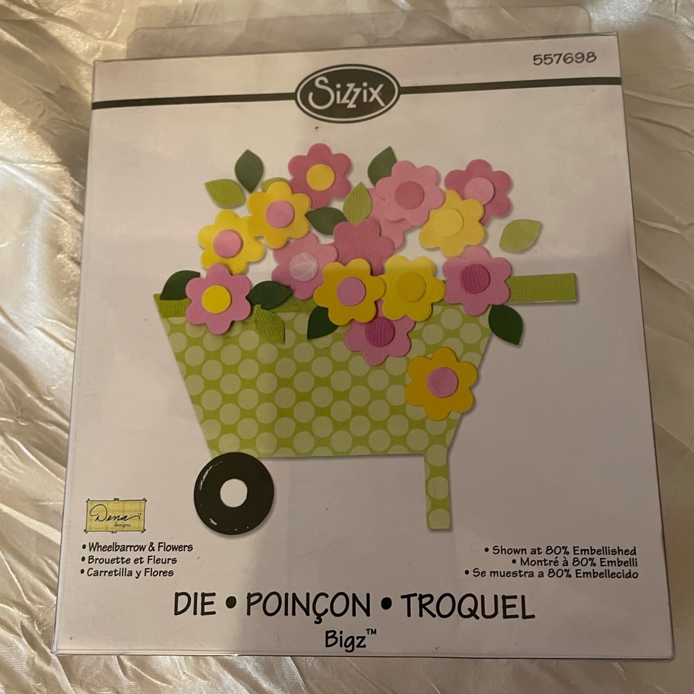 Sizzix #557698 wheelbarrow and flowers die set